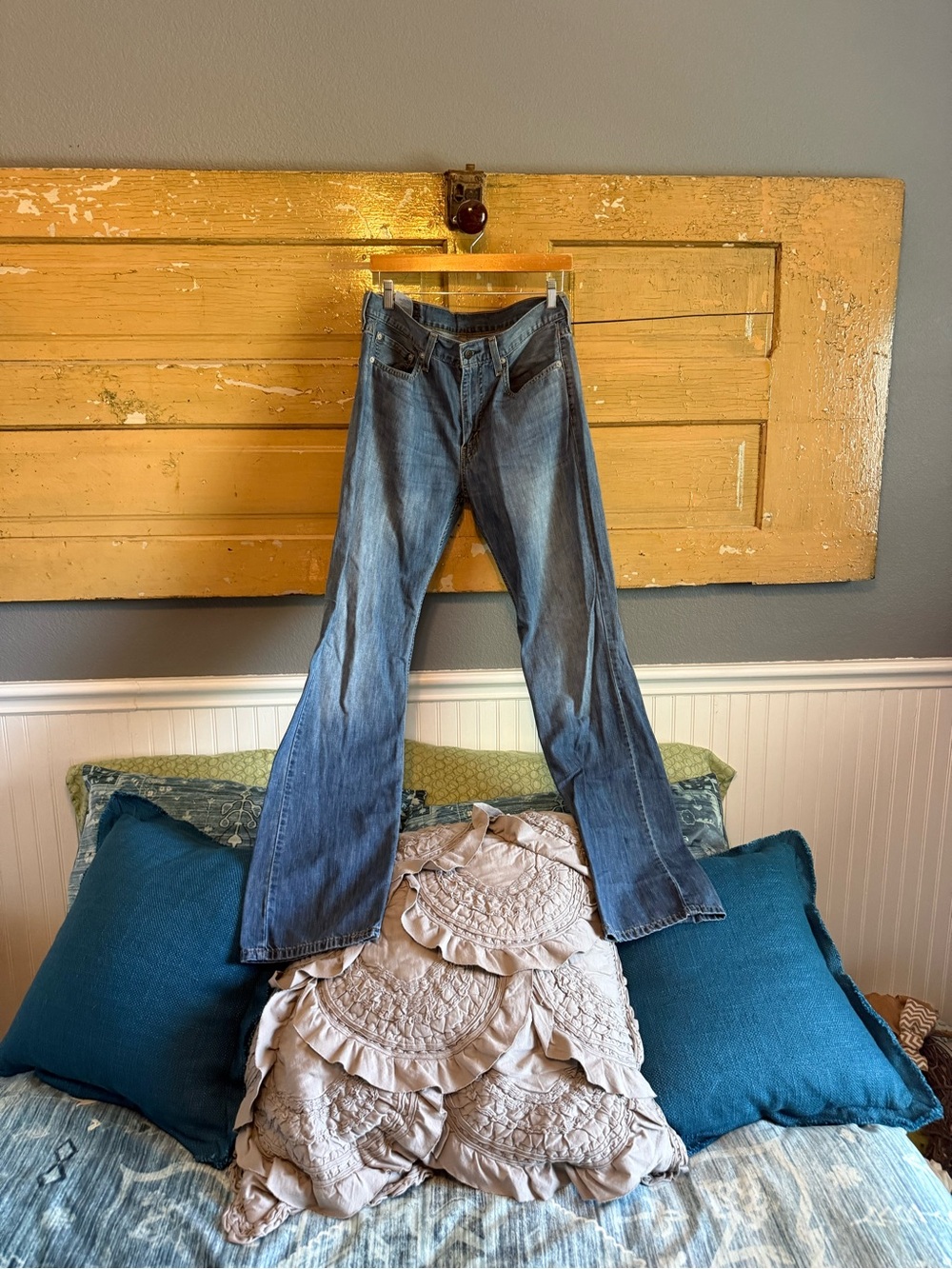 Levi's blue denim jeans with leather patch